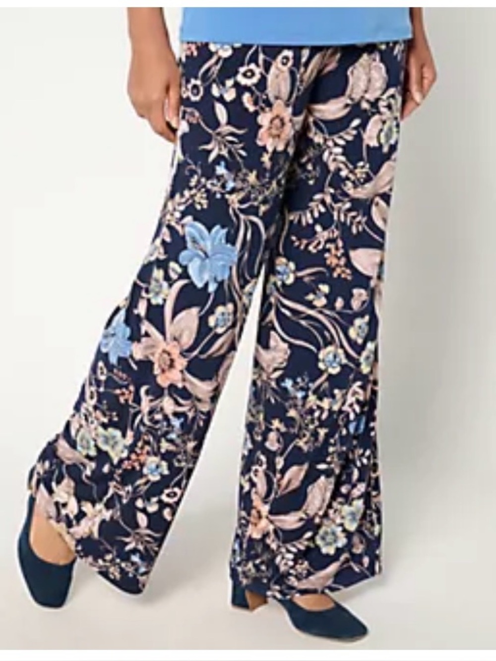 Susan Graver Regular Printed Liquid Knit Wide Leg Pants